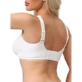 thumbnail image 3 of INSPIRE CHIC Plus Size for Women's Mesh V-Neck Wirefree Seamless Soft Bras Full Coverage Minimizers 3XL White, 3 of 4