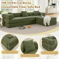 thumbnail image 4 of 108" W Corduroy Convertible Futon Sofa Bed, Oversized Folding Sofa with Chaise & Pillows, No Assembly Required, Fixed-Shape Frame, Floor Lazy Boneless Couch for Living Room/Apartment, 4 of 12
