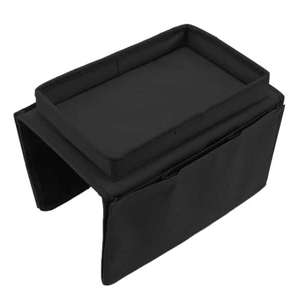 600D Oxford Cloth Folding Sofa Armrest Tray with Side Pockets for Couch Storage