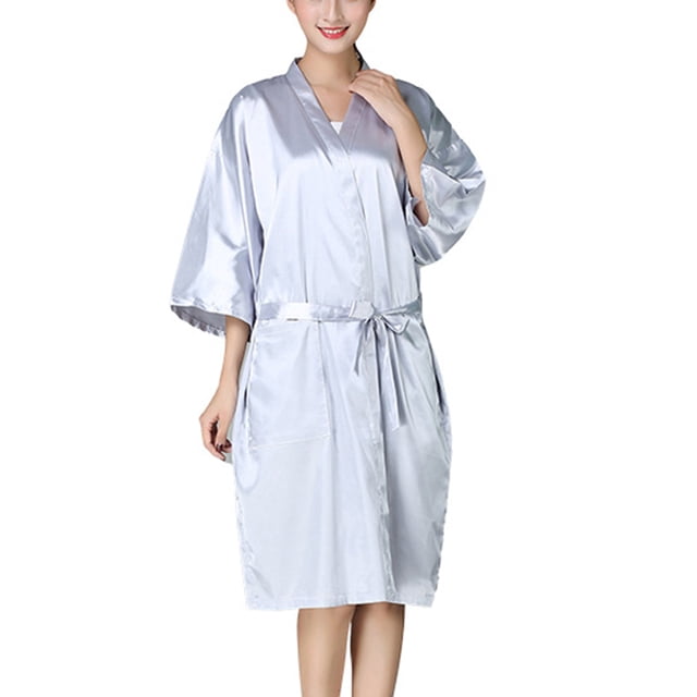 EeaseCA 1 Pce Robe de Soins de Beauté Tablier de Salon de Coiffure Robe d'Invité Teinture pour Cheveux Accessoire de Soins SPA Gris Argenté