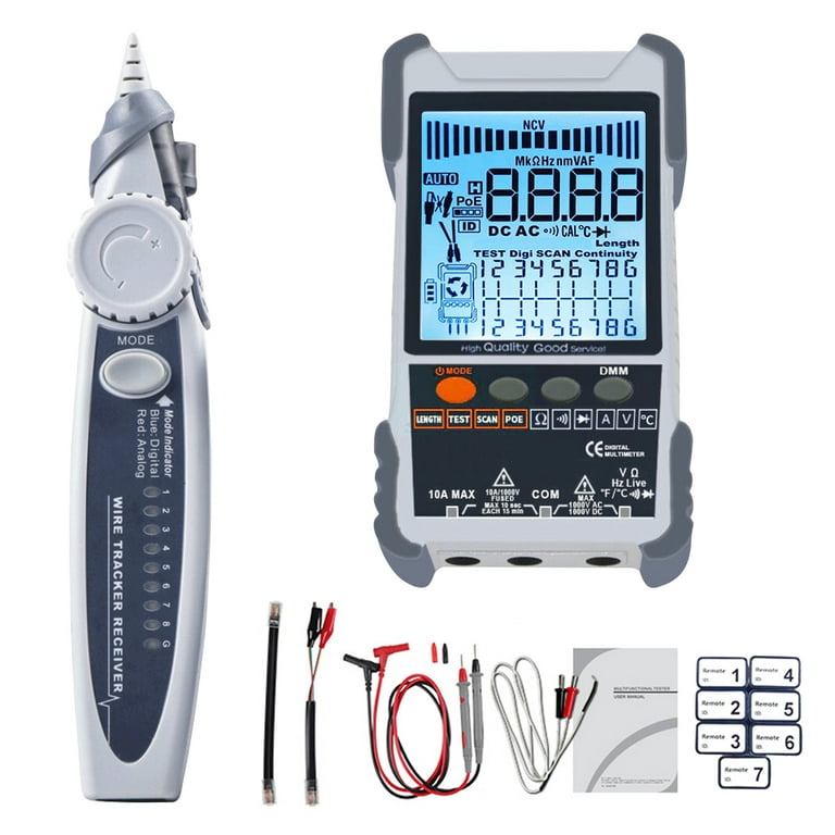 Handheld Portable 2in1 Network Cable Tester Multimeter LCD Display