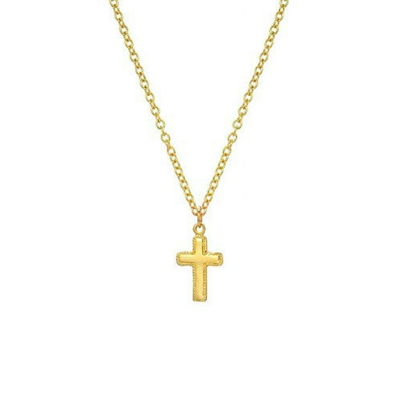 14 Karat Yellow Gold Cross Pendant Necklace, 18"