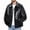 Black, variant on Men's Leather Jackets Fashion Solid Color Turndown Collar Full Zip Trucker Motorcycle PU Jackets Waterproof Outerwear Coats with Pockets Black M