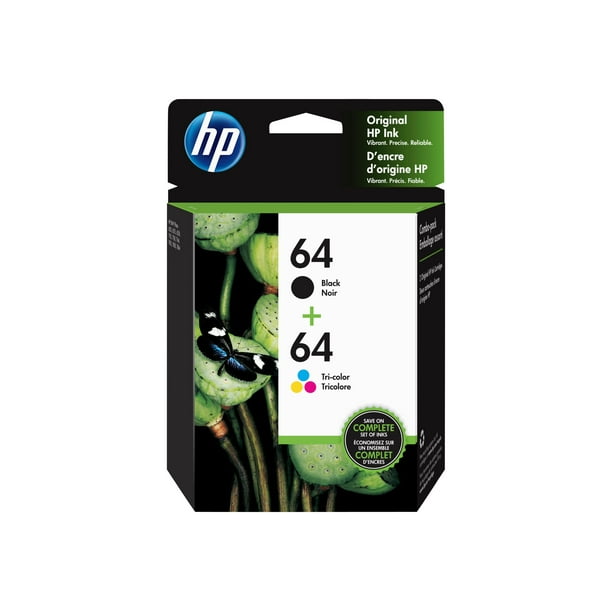 HP 64 | 2 cartouches d'encre | Noir, Tricolore | N9J90AN, N9J89AN