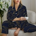 thumbnail image 6 of Salouo Copper-Gold Gloss Outline Flower Pattern Women's Pajamas Set Long Sleeve Button Down Sleepwear Soft Pj Lounge Sets for women 2 Piece Pjs Set with Long Pants-X-Large, 6 of 7