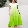 thumbnail image 2 of WERYOUNG Robes Filles Été Décontracté Mode Dégradé Manches Volantées Robe Évasée Robe Bohème Mode Filles Fête Robe Ligne A Robe d'Été, Vert Clair1, 14-15 Ans, 2 of 7