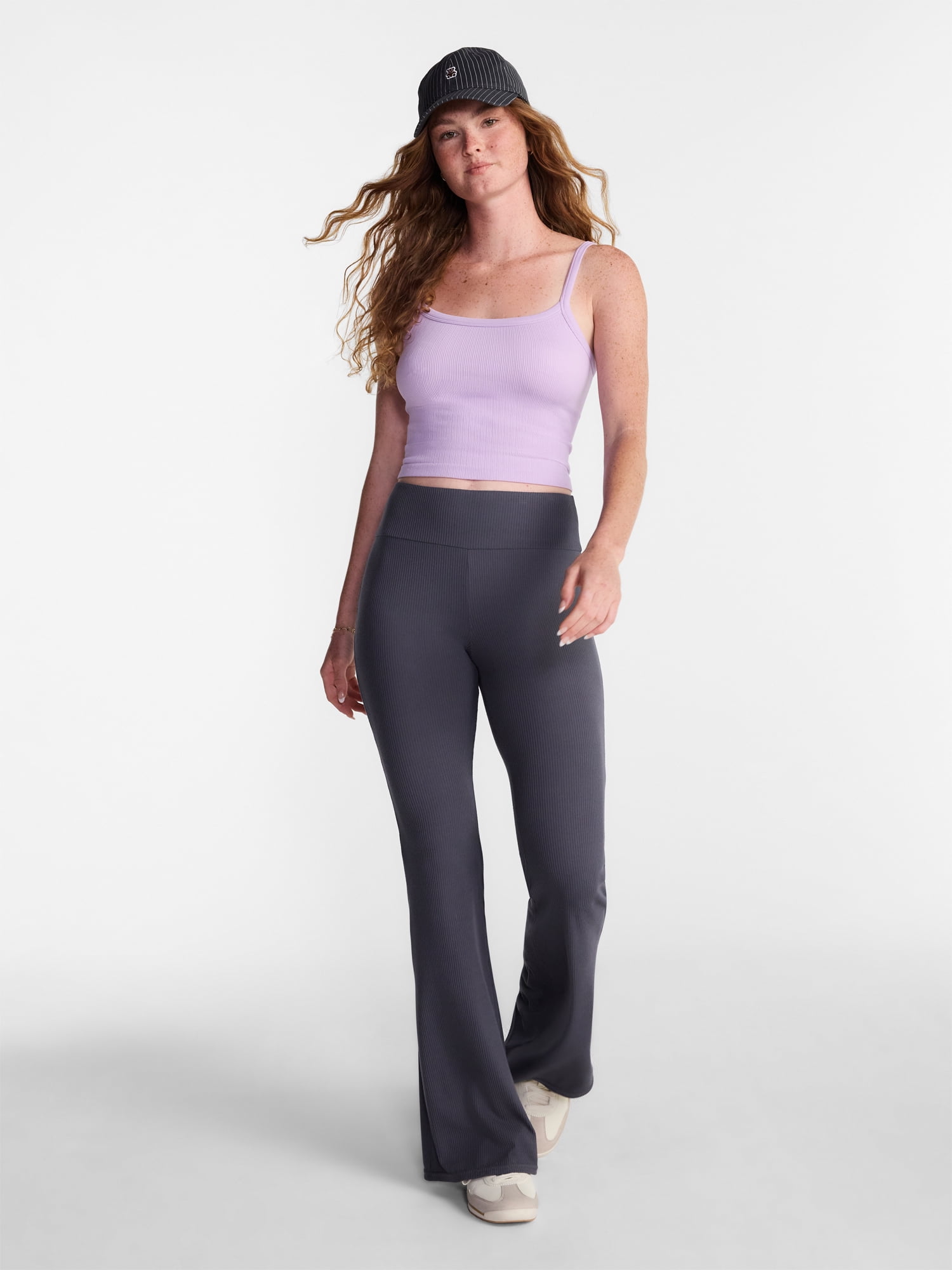 No Boundaries Ribbed Flare Pants, 32" Inseam, Women's XS-XXL