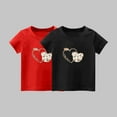 thumbnail image 3 of 2-Piece Girls Cute T-Shirt Kids Summer Short Sleeve Tops Heart Casual Cotton Trendy Crew Neck Graphic Tees Loose Blouses, Red/Black, 2 Years, 3 of 3