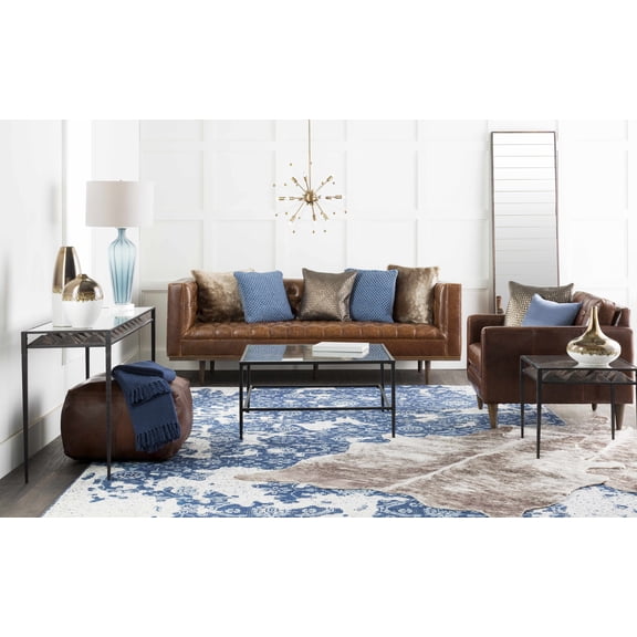 Hauteloom Holmes Wool Living Room, Bedroom Area Rug - Traditional - Ivory, Navy, Slate Blue - 2' x 3'