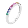 thumbnail image 2 of Brilliance 925 Sterling Silver Created Rainbow Sapphire Band Ring, 2 of 3