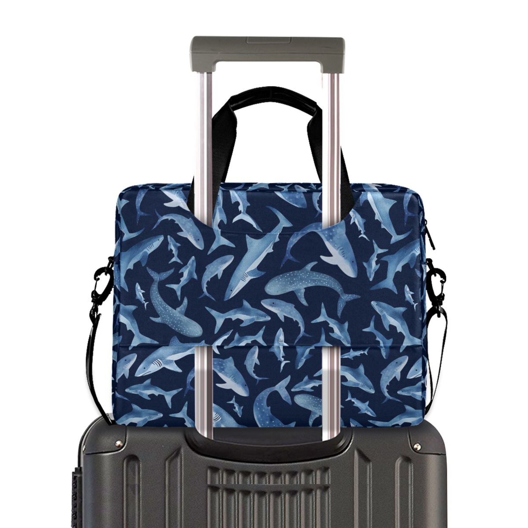 FORMRS 16" Laptop Bag Carrying Sleeve Case with Handle Travel Shoulder Briefcase, Watercolor Shark Pattern