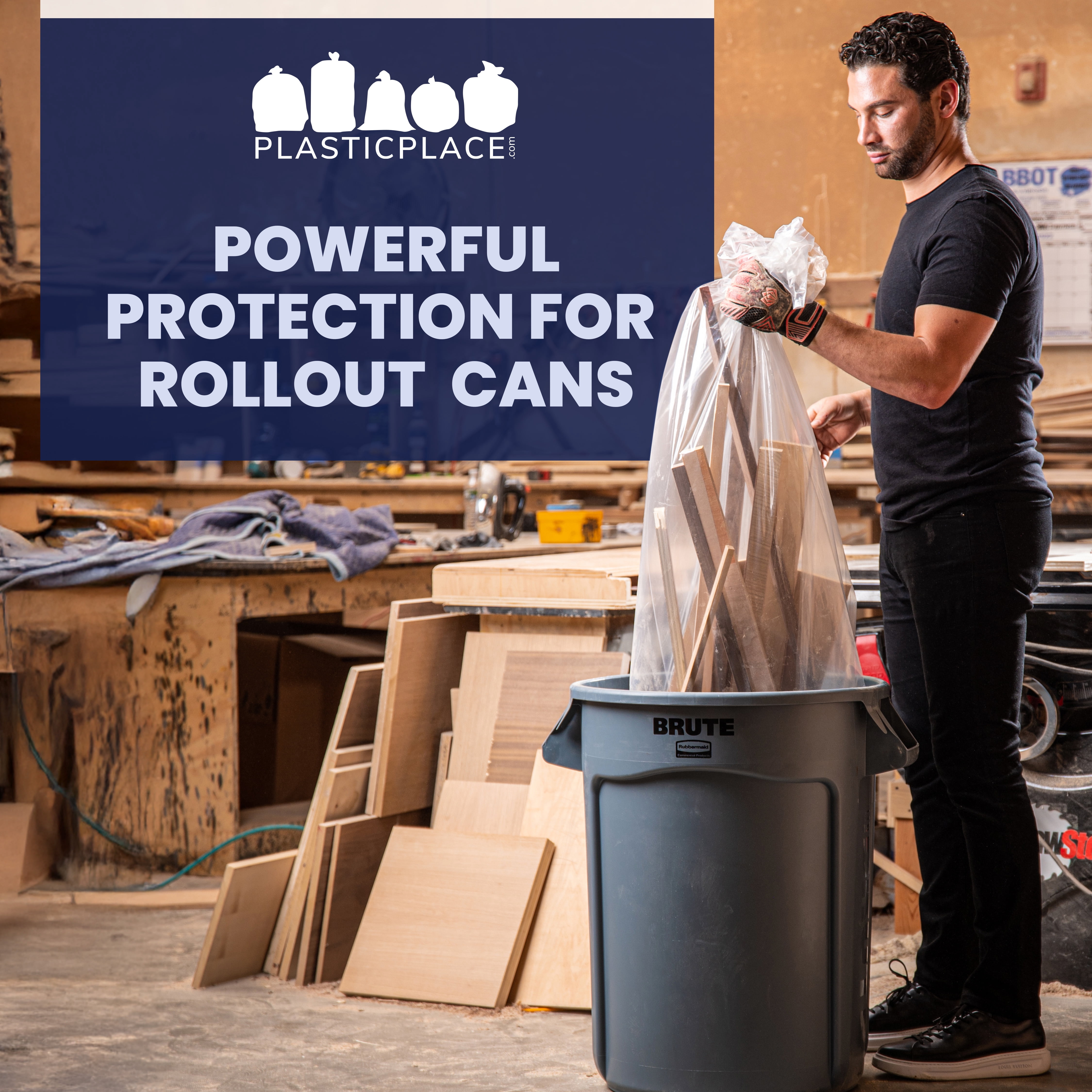 Plasticplace 95-96 Gallon Garbage Can Liners 1.5 Mil Clear Heavy Duty Trash Bags, 61 x 68”, 50 Count