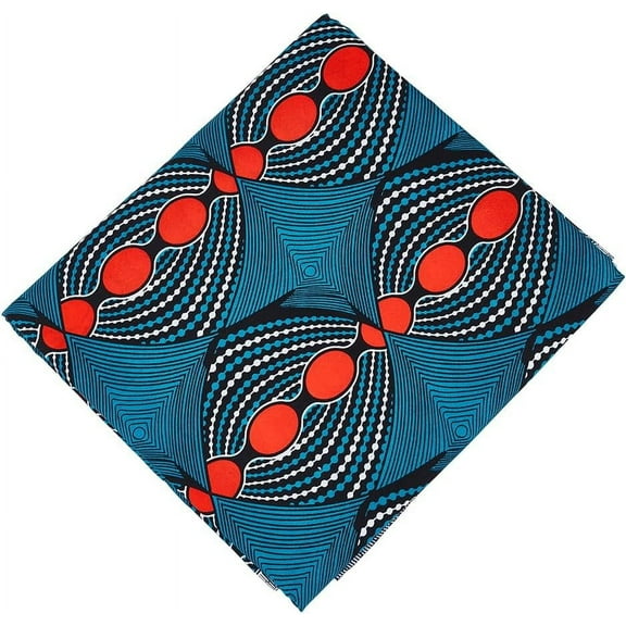 6 Yard Geometric Printed Polyester Fabric 44.8inch Wide African Polyester Wax Prints Fabric Sea Green Patchwork Kente Fabric Garment Accessories for Dress Costume Decor DIY Crafts 6yards