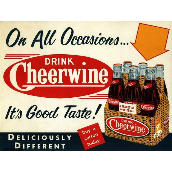 Tin Sign Vintage Chic Art Decoration Poster Drink Cheerwine Good Taste for Home Bar Cafe Farm Store Garage or Club 12" X 8"