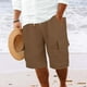 thumbnail image 3 of WILLBEST Pantalones Cortos de Lino de Verano para Hombre, con Bolsillos Grandes, para Playa, Deportivos, de Rayas Lisas, Ligeros y Elásticos, para Verano, Holgados y Casuales., 3 of 6