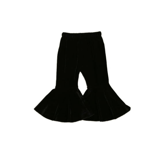 Gureui Toddler Infant Baby Girls Autumn Velvet Flare Pants,Casual Solid Color Elastic High Waist Trousers Vintage Winter Warm Sweatpants