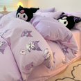 thumbnail image 1 of Miniso Sanrio Hello Kitty Kuromi Cinnamoroll algodón puro de tres piezas sábana de cama de dibujos animados funda de edredón funda de almohada ropa de cama para dormitorio, 1 of 5