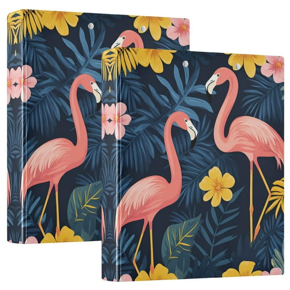 FORMRS 3 Ring Binder 1.5 inch with Pockets Set of 2 Clip Board 200 Sheets Capacity, Floral Flamingo