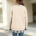 thumbnail image 4 of Girls Plaid Crewneck Sweatshirt Long Sleeve Two Piece Pullover Top Casual Warm Preppy Sweatshirt for Kids Fall Winter School Daily Play Wear(11-12 Years,Beige), 4 of 5