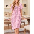 thumbnail image 2 of Ekouaer Cotton Nightgowns for Women Short Sleeve House Dress Pleated Night Gown Button Sleep Shirt Ladies Nightdress, 2 of 6