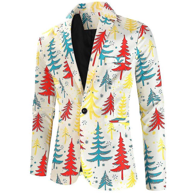 Chaquetas navideñas para hombre, chaqueta informal de traje navideño con un botón