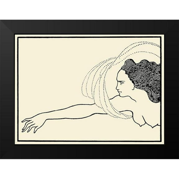 Beardsley, Aubrey 14x11 Black Modern Framed Museum Art Print Titled - Savoy 1896 Vol.8 - Das Rheingold Flosshilde