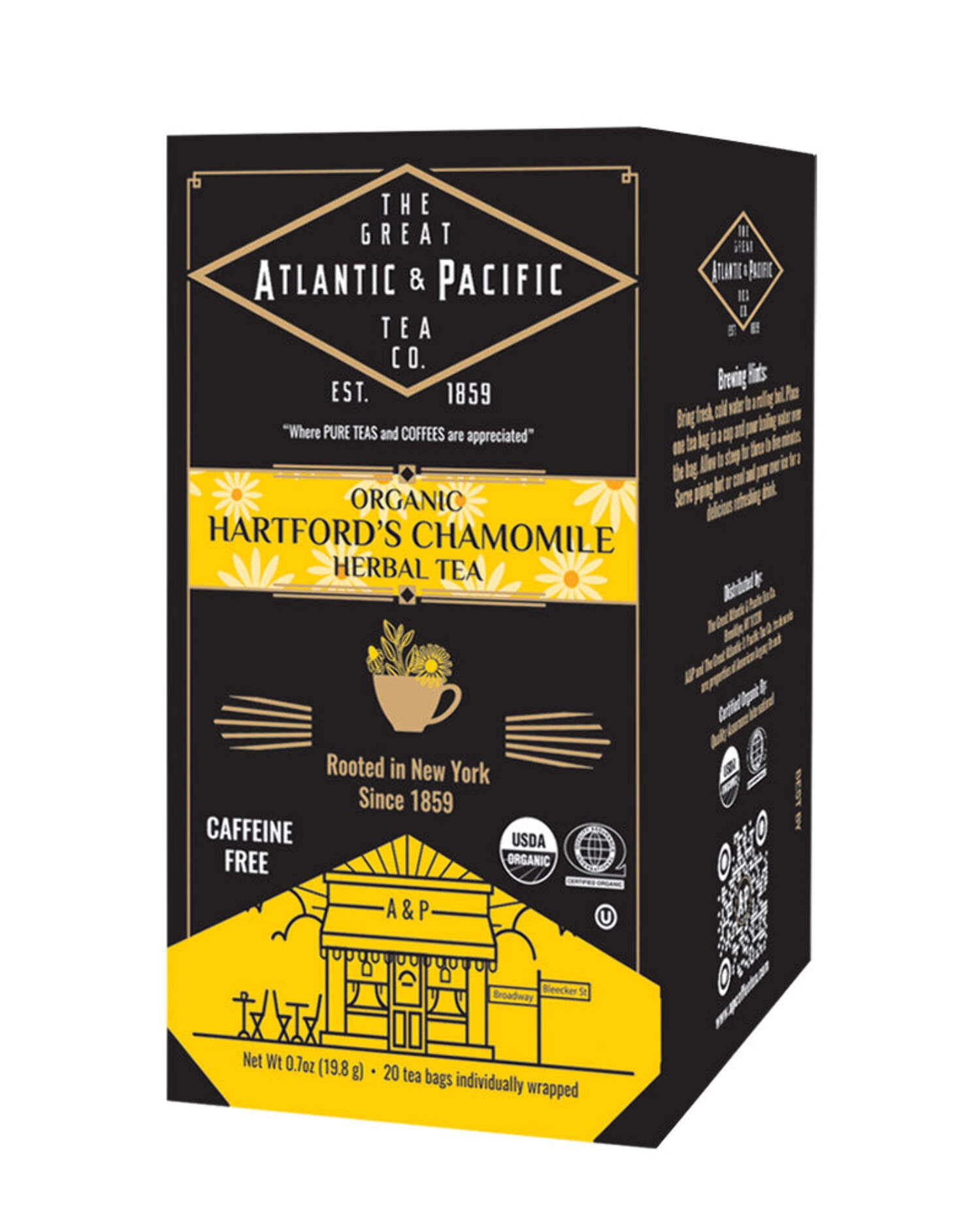 A&P Hartford’s Chamomile Tea, Organic, 20 Count, 6 Boxes, Classic Herbal Tea, Made with Chamomile Flowers