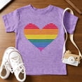 thumbnail image 3 of Tfken Soft Tops For Girls Comfy Daily Wear Holiday Summer Short Sleeve Tshirts Tees Heart Graphic Comfortable T-Shirts Toddler Classic Clothes Size 2-3 Years, 3 of 3
