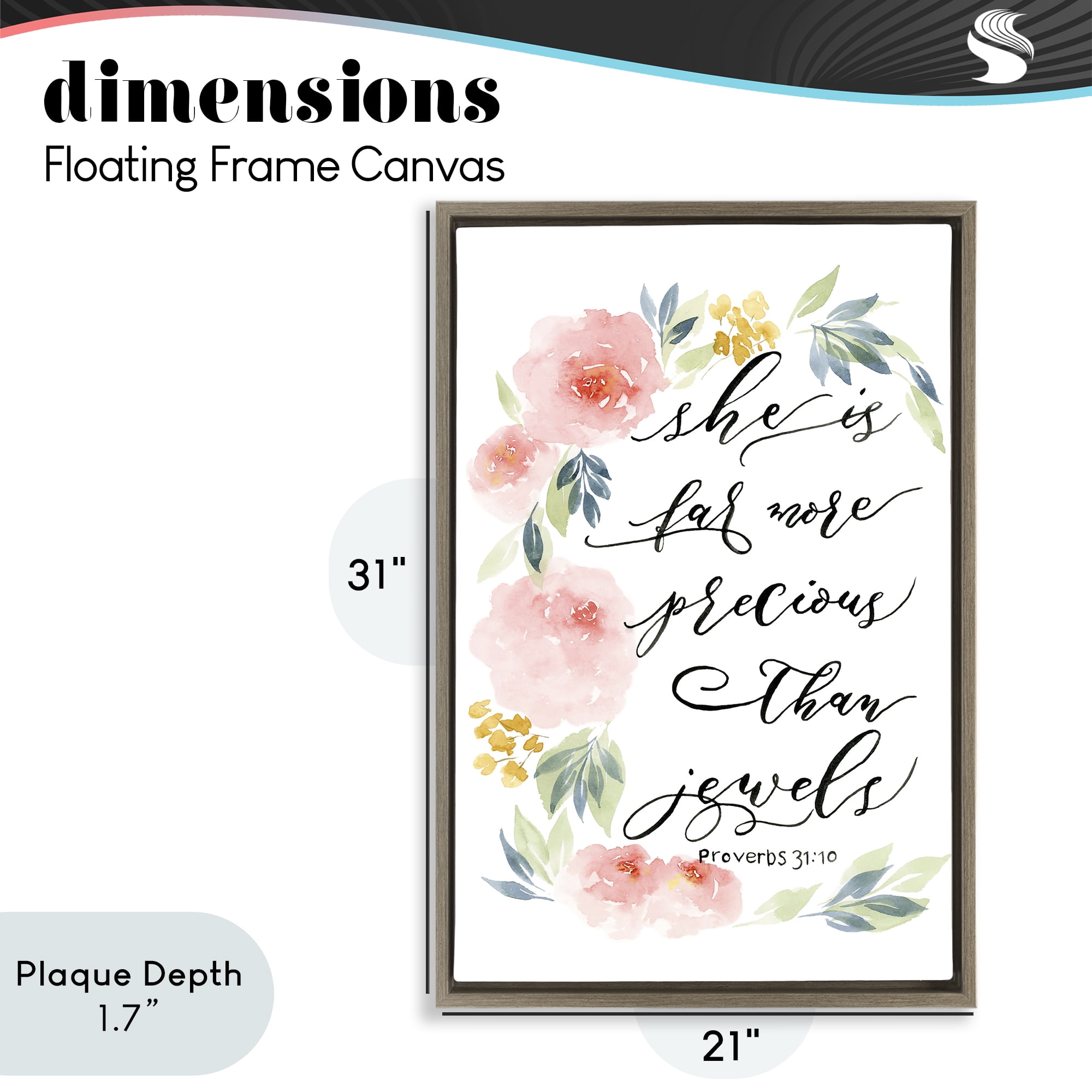 Stupell Industries Far More Precious Than Jewels Brown Framed Floater Canvas Wall Art, design by Lucille Price
