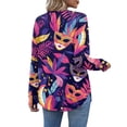 thumbnail image 3 of Womens Mardi Gras Shirts Glitter Mask Print Long Sleeve Tops Sparkly V Neck Purple Blouse Dark Purple XL, 3 of 5
