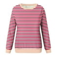 thumbnail image 4 of FNFYFH Striped Sweatshirts for Women Plus Size Fleece Long Sleeve Crewneck Sweatshirt 2024 Fall Winter Causal Comfy Blouse Womens Pullover Green S-5XL Clearance Sales, 4 of 5