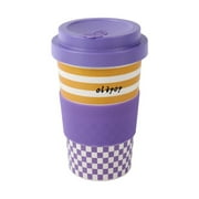 Reusable Bamboo Coffee Cup,13.5 oz Coffee Tumbler and Travel Mug Unique Checkerboard Design,Sustainable Made From Natural Fibres,BPA Free,Ecological Cup