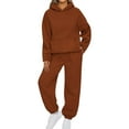 thumbnail image 3 of Fanxing Drawstring Hoodies Sweatsuits for Women Velvet Sweatshirts Casual Long Sleeve Velour Tracksuits Comfort Pullover Jogging Pants Lounge Matching Sets ChristmasOrange,XXL, 3 of 8