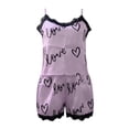 thumbnail image 4 of YDFCWXW Women Cami Pajama Set Modal Sleepwear Lace Trim Short PJ Set with Shorts Purple, XXL, 4 of 4
