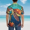 thumbnail image 3 of Lsque Sea Turtle in Coral pattern Hawaiian Shirt for Men, Unisex Summer Beach Casual Short Sleeve Button Down Shirts-Medium, 3 of 9