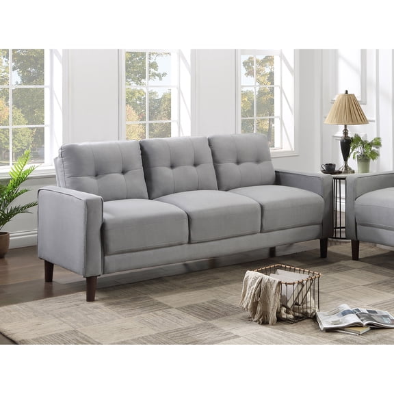 Harvey Grey Track Arm Tufted Sofa
