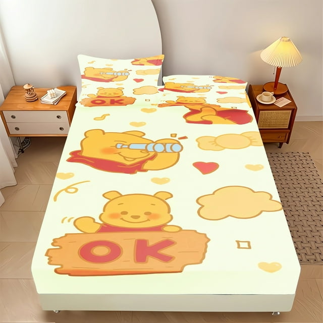 Winnie l'Ourson-Ropa de cama de Anime Tigger, Sbana bajera para Decoracin del hogar, 100 % Polacéster, Jeu Complet de 2/3 Pcs