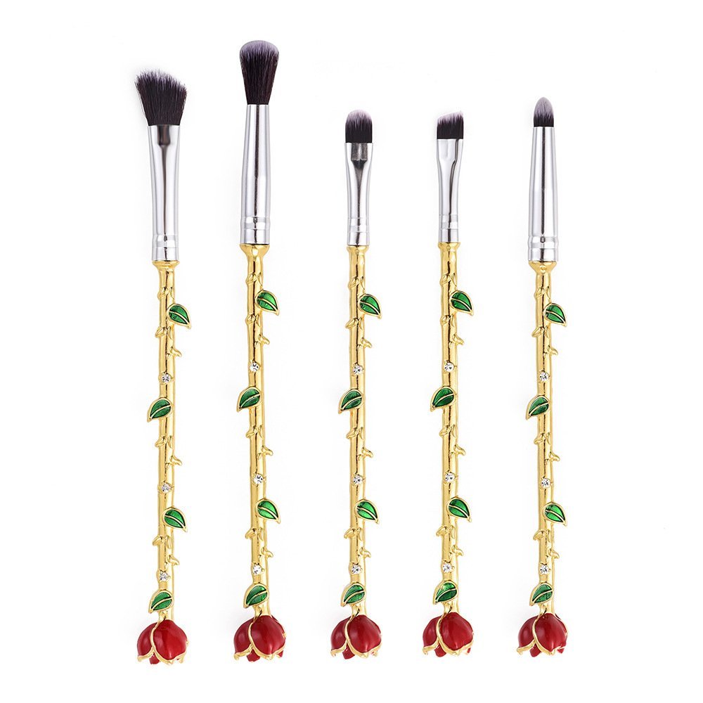 5pcs Beauty Eye Shadow and the Beast Rose Flower Shape Makeup Brushes Set - image 2 of 4