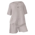 thumbnail image 6 of GILIGEGE Linen Sets for Women 2 Piece Summer Cotton Linen 2 Piece Short Set for Women Solid Color Summer Loose Short Sleeve Matching Set Shorts Lounge Beach Vacation Two Piece Outfits Tracksuits, 6 of 6