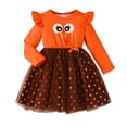 thumbnail image 3 of WUANDIXFA Fall Toddler Dresses Girls Thanksgiving Fashionable Long Sleeve Cute Turkey Print Dress,Orange,5-6 Years, 3 of 9