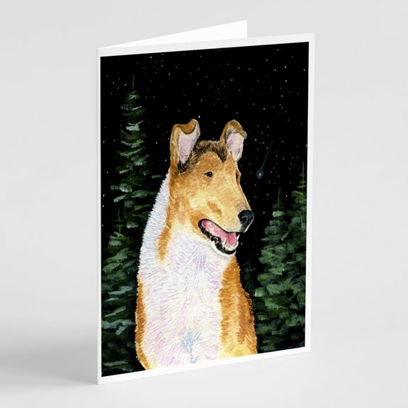 Starry Night Collie Smooth Greeting Cards and Envelopes Pack of 8
