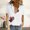 White womens tops, variant on Summer Saving Wycnly Cute Tops for Women Plaid Heart Print V-Neck Short Sleeve T shirts Summer Casual Button Down Lapel Cotton Linen Cardigan Blouses Blue M Under $5