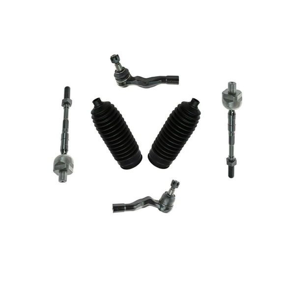 6 Pc Steering Kit Inner and Outer Tie Rod Ends   Rack & Pinion Bellow Boots Fits select: 2003-2007 INFINITI G35, 2003-2009 NISSAN 350Z