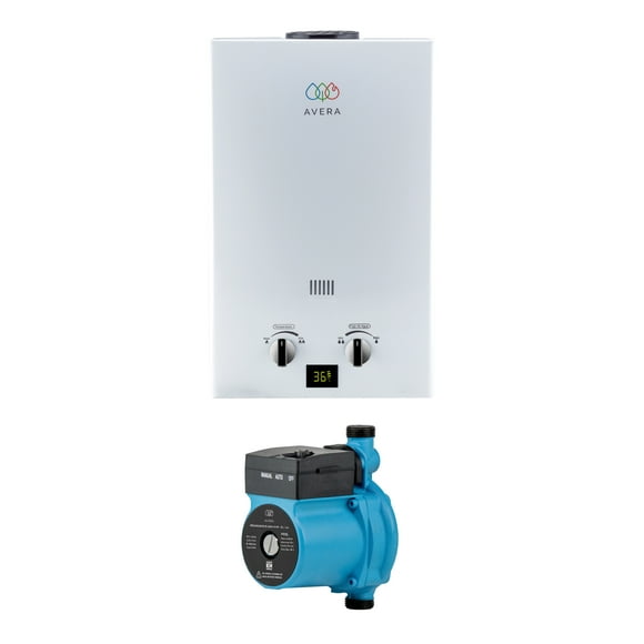 Combo Calentador de Agua Instantáneo Para 2 Regaderas, 1 Lavabo Y Presurizador de Agua 35 1/4 HP AVERA C12LPR35L
