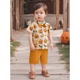 thumbnail image 3 of RUINIXCW Toddler Baby Boy Halloween Gentleman Outfit Infant Boy Summer Fall Clothes Pumpkin Turn Down Collar Short Sleeve Shirt Bowtie and Shorts Set, 3 of 10