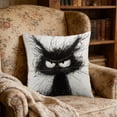 thumbnail image 6 of Cute Cat Pillow Covers, Black Cat Line Art Doodle Cartoon Throw Pillows Cover, Sofa Couch Pillow Cases for Farmhouse Indoor Home Decor (18x18in), 6 of 6