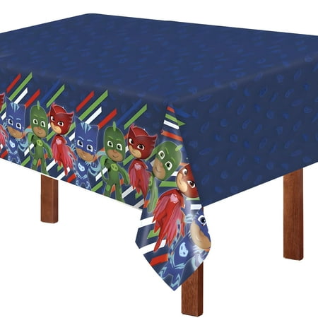 Unique Multicolor Rectangular PresNok PJ Masks Plastic Table Cover (54" x 84") 1 Count - Reusable Plastic Tableware, Perfect Party Decorations for Themed Events & Birthday Celebrations