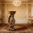 thumbnail image 3 of 32.68'' Vintage Peacock Decorative Pedestal Stand, Resin Faux Wood Carved Display Column,Artistic Plant Stand & Accent Table for Vases,Sculptures and Home Decor in Living Room & Entryway,Brown, 3 of 8