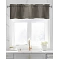thumbnail image 2 of Brown Striped Linen Curtain Valance for Bedroom/Bathroom/Kitchen/Office/Living/Dining Room Window,Modern Abstract Art Aesthetics Rod Pocket Topper Decorative Cafe Drapes Panel 60"x18", 2 of 6