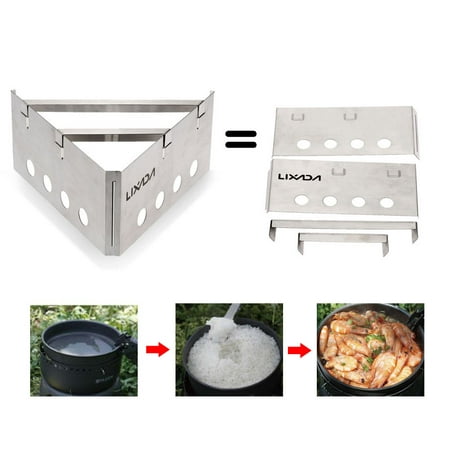 Lixada Portable Stainless Steel Lightweight Wood Stove Outdoor Cooking Picnic Camping Backpacking